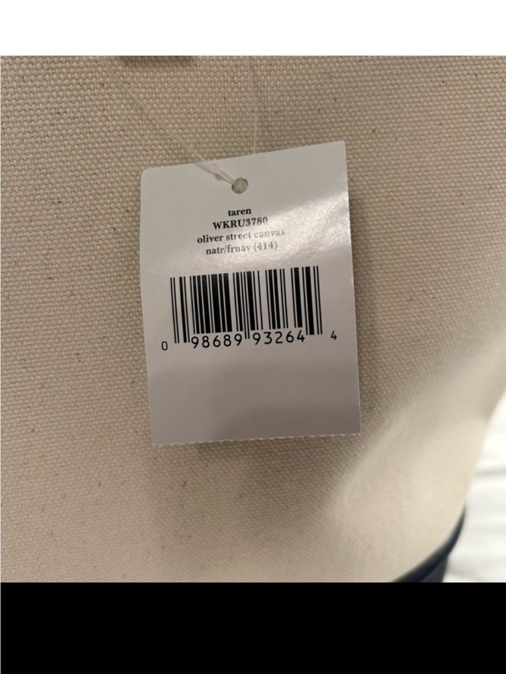 Kate Spade Taren Oliver Street Canvas Tote Natural Navy NWT - Picture 6 of 6